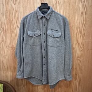 Vintage 1990s Polo Sport by Ralph Lauren Fleece Shacket Soft Heavy L Men's Gray